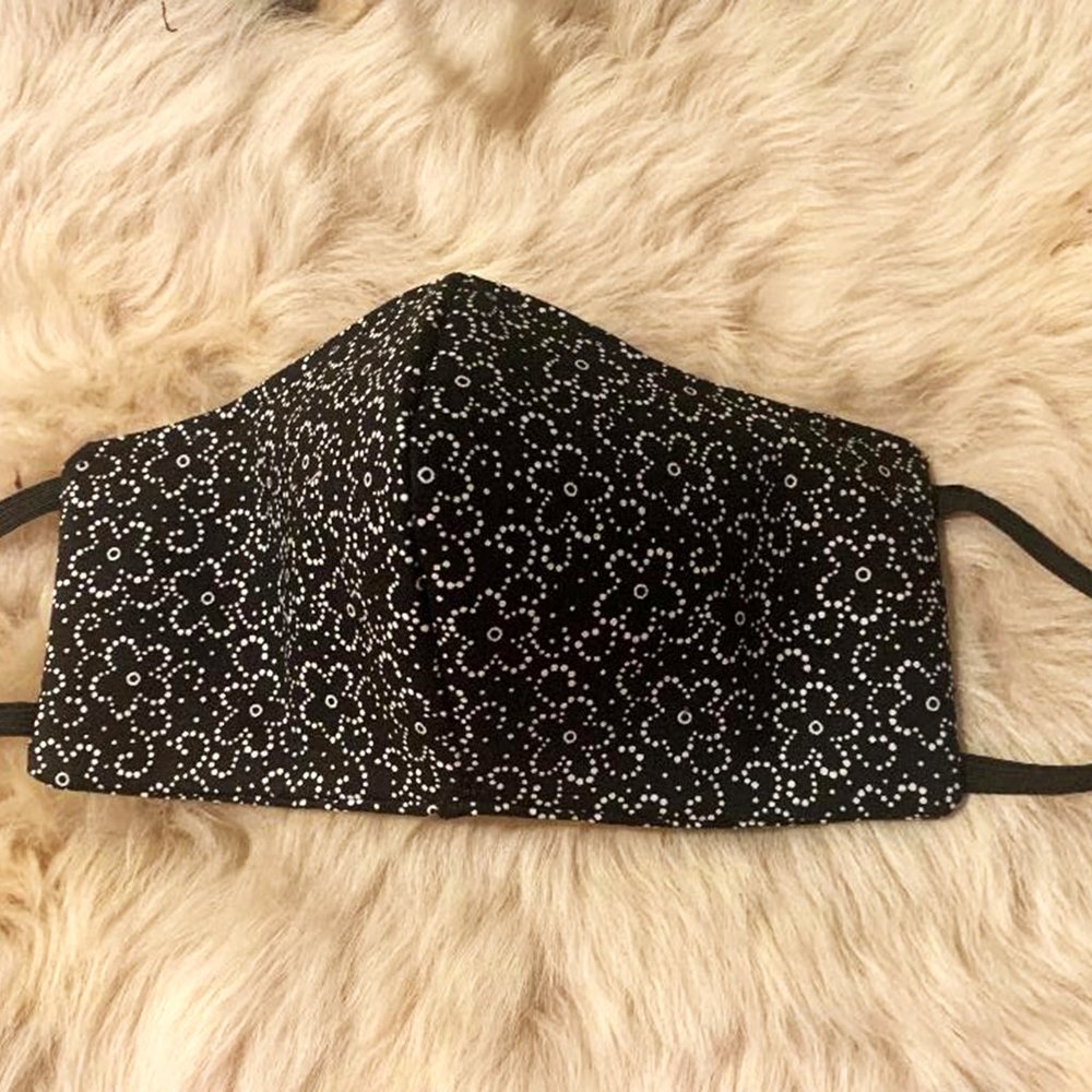 Black and white floral Facemask